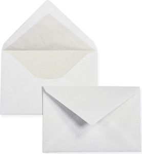 PREMIUM Briefumschläge C6 weiss, gefüttert 100/qm, 50 Stück, weiß mit Innenfutter / Seidenfutter