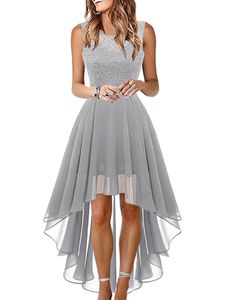Damen Ärmellose Abendkleid Feiertag Spitze Mini Maxi Kleider Hawaiian Swing Tank Kleid Grau,Größe M