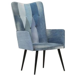 vidaXL Ohrensessel Patchwork Denim Canvas