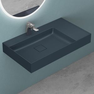 Mai & Mai Waschbecken matt Anthrazit Aufsatzwaschbecken Hänge-Waschtisch inkl. Ablaufgarnitur Mineralguss Rechteckig Waschplatz Breite: 80cm Colossum630