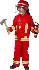 O5287-116 rot Kinder Junge Feuerwehr Kostüm Feuerwehrjunge Brandmeister Gr.116