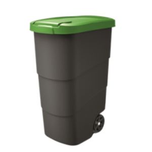 FORTENA Mülleimer Mülltonne mit Rädern und Deckel 90L Abfallbehälter zur Erleichterung der Trennung (Grün)