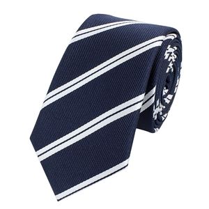 Schlips Krawatte Krawatten Binder 6cm dunkelblau weiß gestreift Fabio Farini