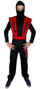 rotes Ninja Kostüm für Jungen - Größe 110-152 , Größe:146/152