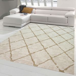 Teppich Skandinavischer Stil Wohnzimmerteppich Rauten Muster in Beige Größe - 120x170 cm