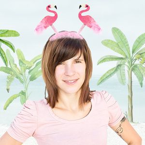 Oblique Unique Haarreif mit Flamingos und Federn Haarreifen für Hawaii Party Karneval Fasching Motto Party