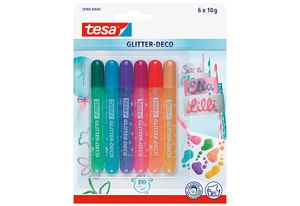 tesa Glitzerkleber "Glitter Deko" Tube Candy Colors Inhalt: 6 x 10 g