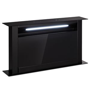 Klarstein Downdraft-Dunstabzugshaube 90cm, versenkbare Abluft/Umluft-Dunstabzugshaube, 714 m³/h mit Boost-Modus, 8 Modi, LED-Licht, Timer, leise, ohne Rohr, Schwarz 60 cm
