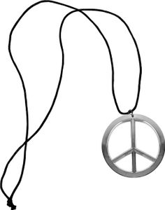 Oblique Unique Hippie Peace Kette 60er 70er Jahre Flower Power Halskette Kostüm Accessoire für Fasching Karneval Motto Party