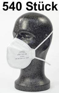 540 Stück FFP2-Maske, , gepolsterte Nasenbügel verstellbares Band mit Schnappverschluss Atemschutzmaske Staubmaske weiß, Gummiband hinterm Kopf, angenehmes Tragen