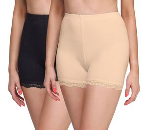 Merry Style Damen Shorts Radlerhose Unterhose Hotpants Kurze Hose Boxershorts aus Viskose 2 Pack MS10-294 (Schwarz/Beige(2Pack), 4XL)