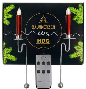 Baumkerzen kabellos mit Fernbedienung  6er Set LED Kerzen + Balancehalter silber, Set:mit Baumkerzen in rot