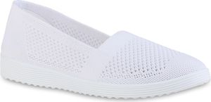 VAN HILL Damen Slip Ons Slippers Bequeme Strick Profil-Sohle Schuhe 841602, Farbe: Weiß, Größe: 39