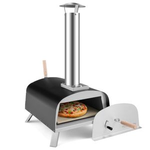 COSTWAY Pizzaofen Outdoor, tragbarer Pizza Holzofen inkl. Pizzaschieber und Pizzastein, Pizza Ofen für Garten Camping