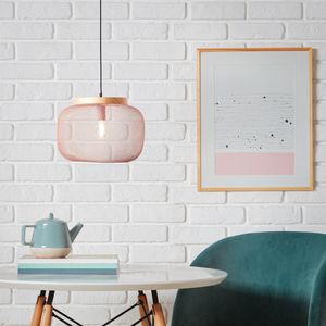 BRILLIANT Pendelleuchte GIADA in rosa |dimmbare Hängeleuchte Ø 40cm | 1x E27 Fassung max. 40W | Metall/Holz