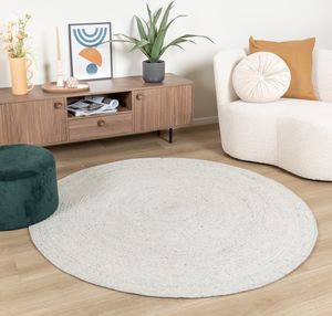 Wollteppich Rund - Wise Grau Meliert 367 - Ø 180cm - Ländlich, Skandinavisch - Wohnzimmer, Esszimmer, Schlafzimmer -  NATURL.