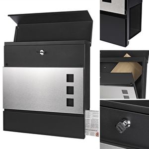 Melko Briefkasten mit Zeitungsrolle Mailbox Postkasten - Silber / Schwarz