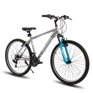 HILAND Mountainbike 27.5 Zoll MTB Herren Damen, mit 21 Gang, V-Bremse, Hardtail Fahrrad, Fahrräder für studentische Pendler, Grau