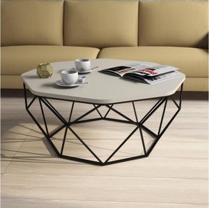 Skye Decor, Diamond - Cream, Couchtisch, Creme, 100 % MELAMINBESCHICHTETE SPANPLATTEN, 90 x 90 x 38 cm