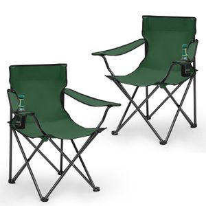SUNULA 2er Set Campingstuhl Faltbar bis 100 kg, Faltstuhl Klappstuhl mit Getränkehalter und Tasche, Grün