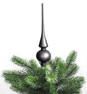Christbaumspitze Echt Glas 26 x 6 cm Glanz oder Matt Weihnachtsbaum Spitze, Farbe:Dunkelgrau