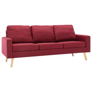 ❀ Hohe Qualität 3-tlg. Sofagarnitur Wohnlandschaft-Sofa Couch Relaxsofa Stoff Weinrot