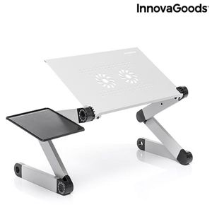 InnovaGoods - Einstellbarer Laptop-Tisch, Aluminium, Flexibel, Multiposition, Multifunktion, mit Lüftungsöffnungen und Zusätzliche Ablage für die Maus