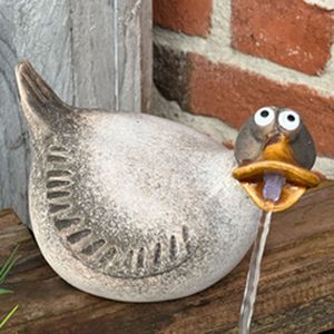 Solar Wasserspeier Ente - Keramikfigur für Teiche & Miniteiche - 17cm x 12cm - Handbemalt, Wetterfest -Ideal für Gartendeko & Balkon