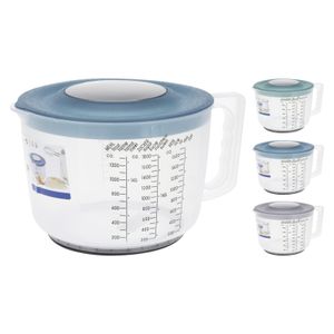Kunststoff Messbecher 2 Liter mit Deckel mit Rühröffnung Rührschüssel Küchenschüssel Maßbecher Messbehälter