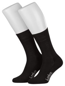 Tobeni 3 Paar Bambussocken ohne Gummi Uni Frottee-Sohle Business Socken für Damen und Herren, Farbe:Schwarz, Grösse:43-46