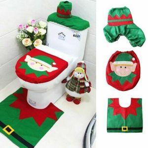 3er/Set Weihnachtsmann Badezimmer Set Sitzbezug Toiletten Matte Bezug WC Weihnacht Dekorationen WC-Deckelbezug (Sprit)