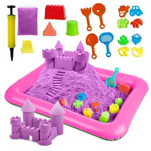 Kinetischer Sand 3Kg Sandkasten Pool Set Xxl Rosa Kunststoff