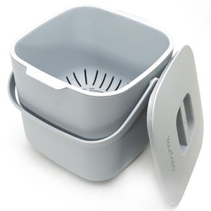YourCasa® Komposteimer - 7L - für alltäglichen Biomüll in der Küche - Spülmaschinenfest - geruchsdicht- herausnehmbarer Inneneinsatz -Mülleimer mit Deckel (Hellgrau)