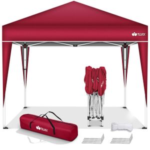 tillvex Pavillon 3x3m wasserdicht Rot | Pop-Up Faltpavillon höhenverstellbar | Gartenzelt UV Schutz 50+ | Partyzelt mit Tasche für Garten