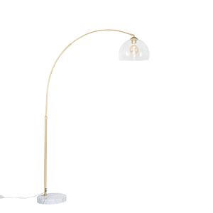 QAZQA - Moderne Bogenlampe aus Messing mit klarem Glas - Arc I Wohnzimmer I Schlafzimmer - Stahl Länglich - LED geeignet E27