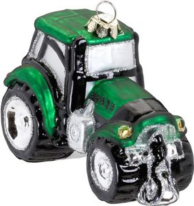 Christbaumschmuck Glas Traktor 9.5cm grün