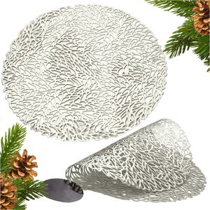 Tischsets Rund Untersetzer Platzset 38 Cm Platzmatte Tischmatte Silber Tischsets Rund Untersetzer Platzset 38 Cm Platzmatte Tischmatte Silber