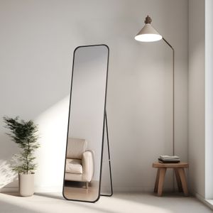 Heilmetz Standspiegel mit Chorm Metallrahmen 160x40cm Wandspiegel Ganzkörperspiegel Neigbar und wandmontiert für Wohnzimmer Schlafzimmer Badezimmer Ga
