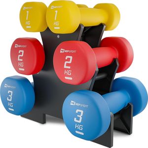 Hop-sport Fitness činky | Sada okrúhlych fitness činiek so stojanom | Sada činiek 12kg