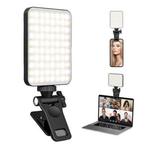 Ringlichter, Selfie Licht, mit Clip, LED Videoleuchte, Kamera Licht dimmbare 3000-6500K, 3 Lichtmodi