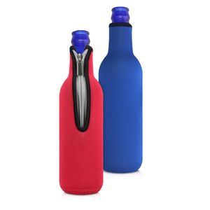 kwmobile 2x 330-500ml Flasche Flaschenkühler - für Bier und andere Getränke - aus isoliertem Neopren - Kühler in Rot Blau
