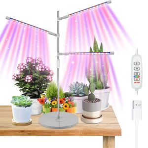 3 Köpfe Pflanzenlampe LED Vollspektrum Lichtröhre Dimmbar Grow Lampe Pflanzenlicht Wachstumslampe Mit Timer