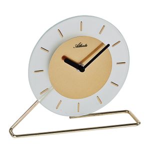 Atlanta 3116/9 Tischuhr Quarz Glas Milchglas golden rund