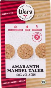 Werz Amaranth Mandel Taler 4-Korn Vollkornkekse glutenfrei -- 125g Werz Amaranth Mandel Taler 4-Korn Vollkornkekse glutenfrei -- 125g