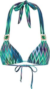 Moda Minx Bikini Top Chic in Chevron mit funkelndem Steinbesatz Green Chevron S
