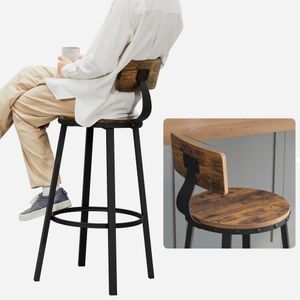 Barové stoličky s oceľovou konštrukciou, s operadlami v industriálnom štýle, 2ks