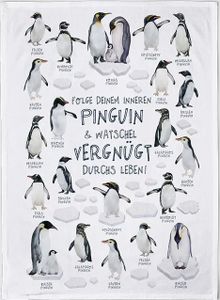 Geschirrtuch Pinguinbande, Geschirrtücher Mitbringsel Geschenkidee Pinguine