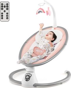 COSTWAY Elektrische Babyschaukel, Babywippe mit 5 Schaukelstufen, 3-Stufen-Timer-Funktion, 5-Punkt-Sicherheitsgurt, Spielzeuge, Musik, Fernbedienung, Schaukelstuhl für Säuglinge & Baby (Rosa) COSTWAY Elektrische Babyschaukel, Babywippe mit 5 Schaukelstufen, 3-Stufen-Timer-Funktion, 5-Punkt-Sicherheitsgurt, Spielzeuge, Musik, Fernbedienung, Schaukelstuhl für Säuglinge & Baby (Rosa)