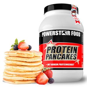 Powerstar PROTEIN PANCAKES Süß | 1000 g Low-Fat-Mischung für Waffel & Pancake | 37,6% Protein p.P. | Nur 1,4% Zucker | Vollwertiges Frühstück