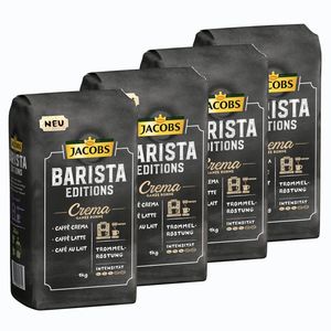 Jacobs Barista Editions Crema, Bohnenkaffee, ganze Bohnen, Röstkaffee, Kaffeebohnen, 4 x 1000 g